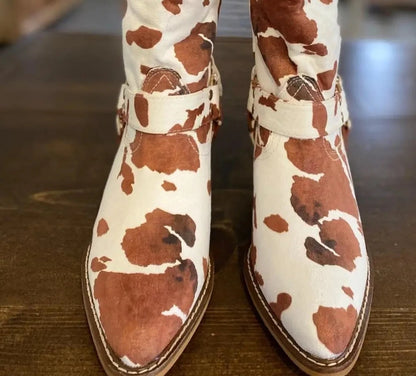 Brown Cow Print Boots for Women
