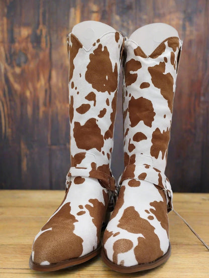 Brown Cow Print Boots Front