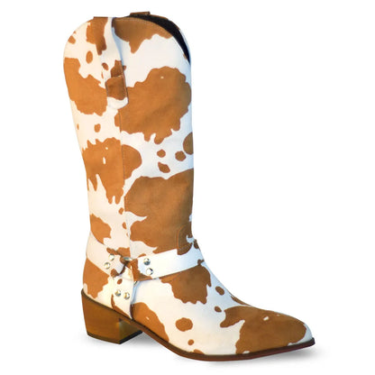 Brown Cow Print Boots for Women