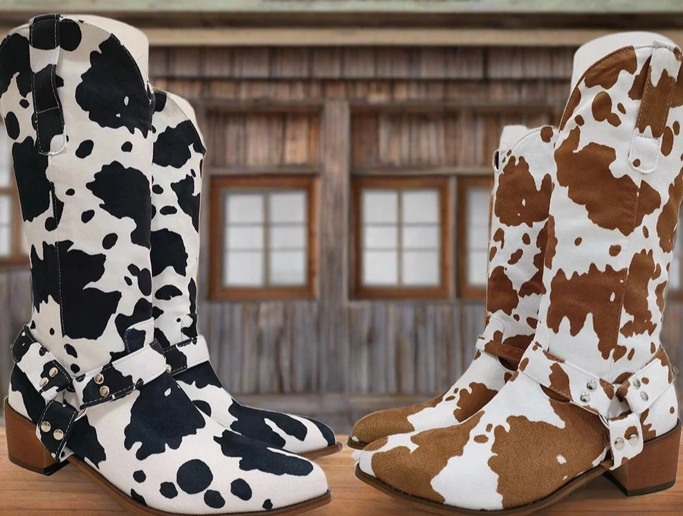 Black White Western Boots