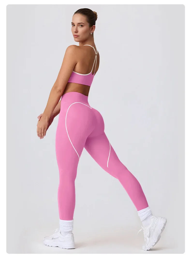 Heart Buttocks Lifting Leggings in Pink