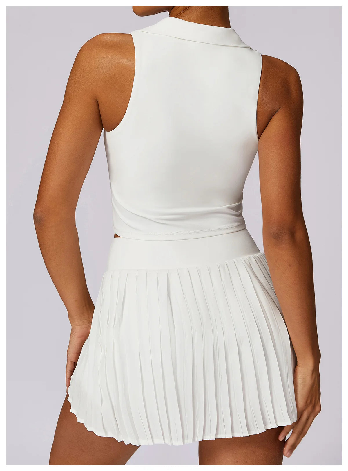 Pleated Tennis Yoga Skirt Sleeveless Workout Top