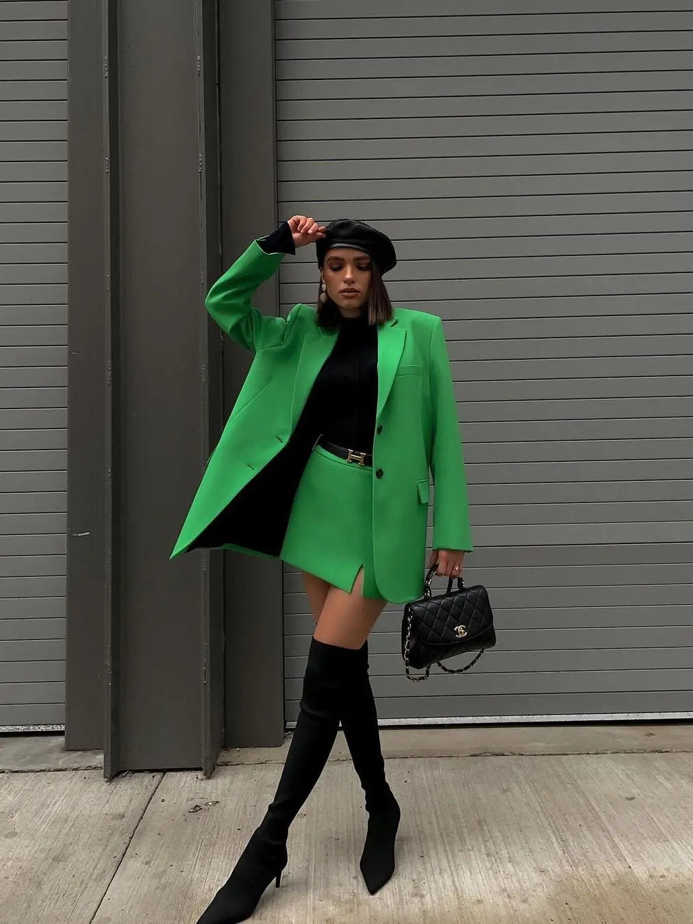 Oversized Green Blazer Skirt Suit Set Dreamofthe90s The Dream Of The 90 s Shoppe