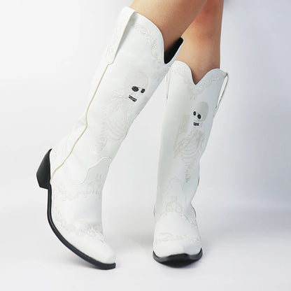Black Sole White Cowgirl Boots