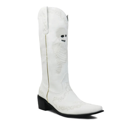 White skeleton boots with black sole