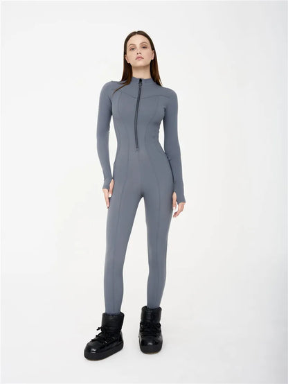 Women's Long Sleeve Jumpsuit in Gray