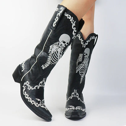 Cowgirl boots skeleton embroiderey