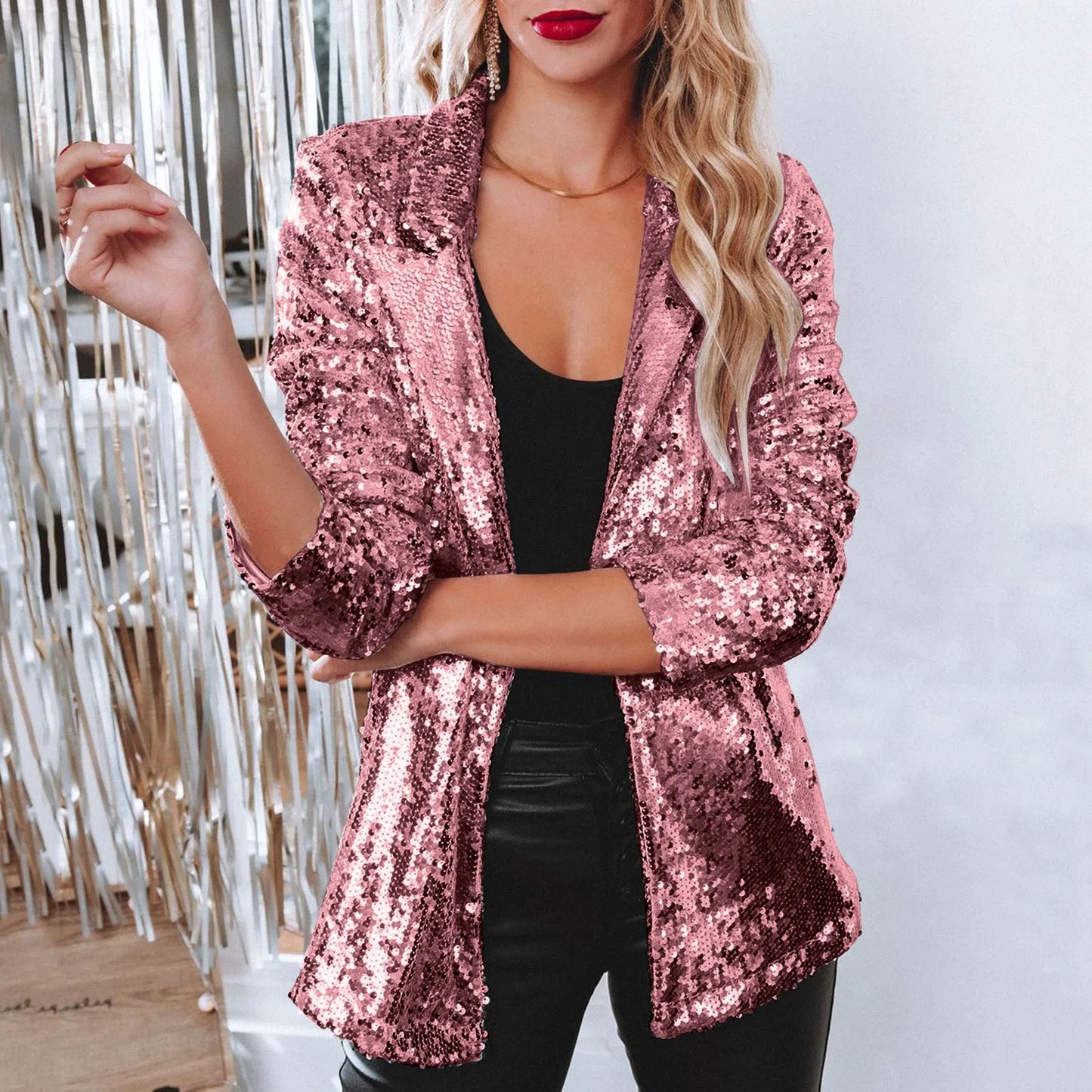 Pink Sequin Blazer for Women