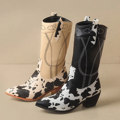 Western Cow Print Boots Dreamofthe90s 