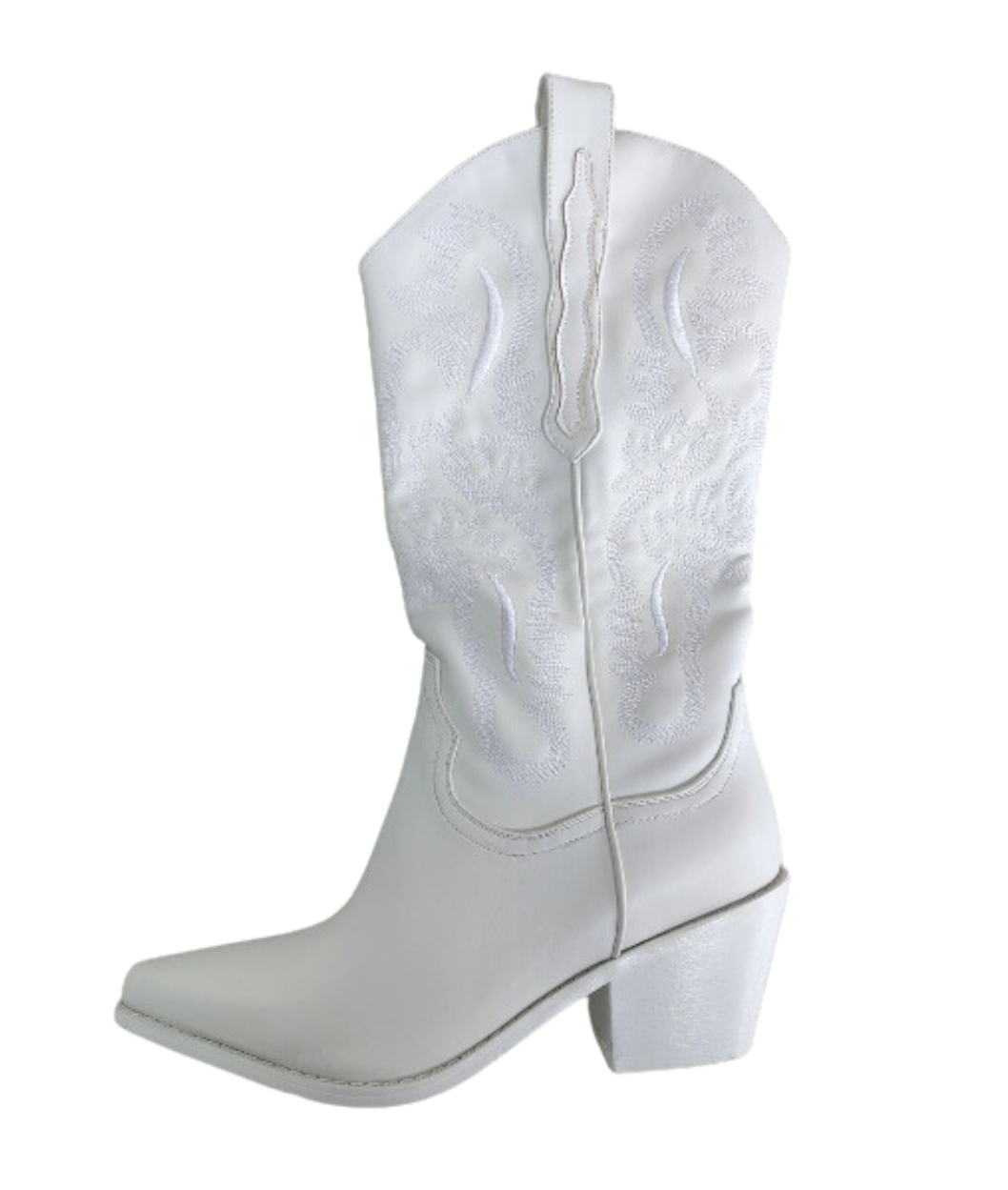 Mid Calf Cowgirl Western White Boots