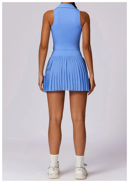 Back Blue Yoga Skirt Outfit Set