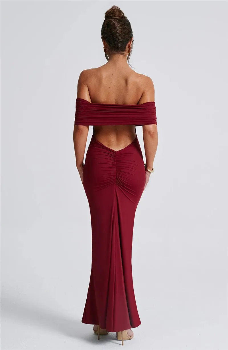 Backless off the shoulder maxi dress