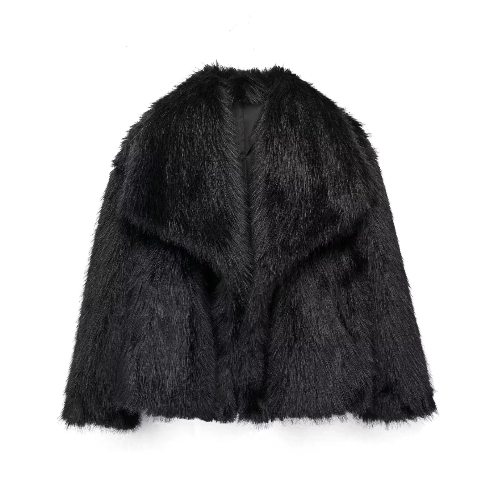 Faux Fur Coat in Black