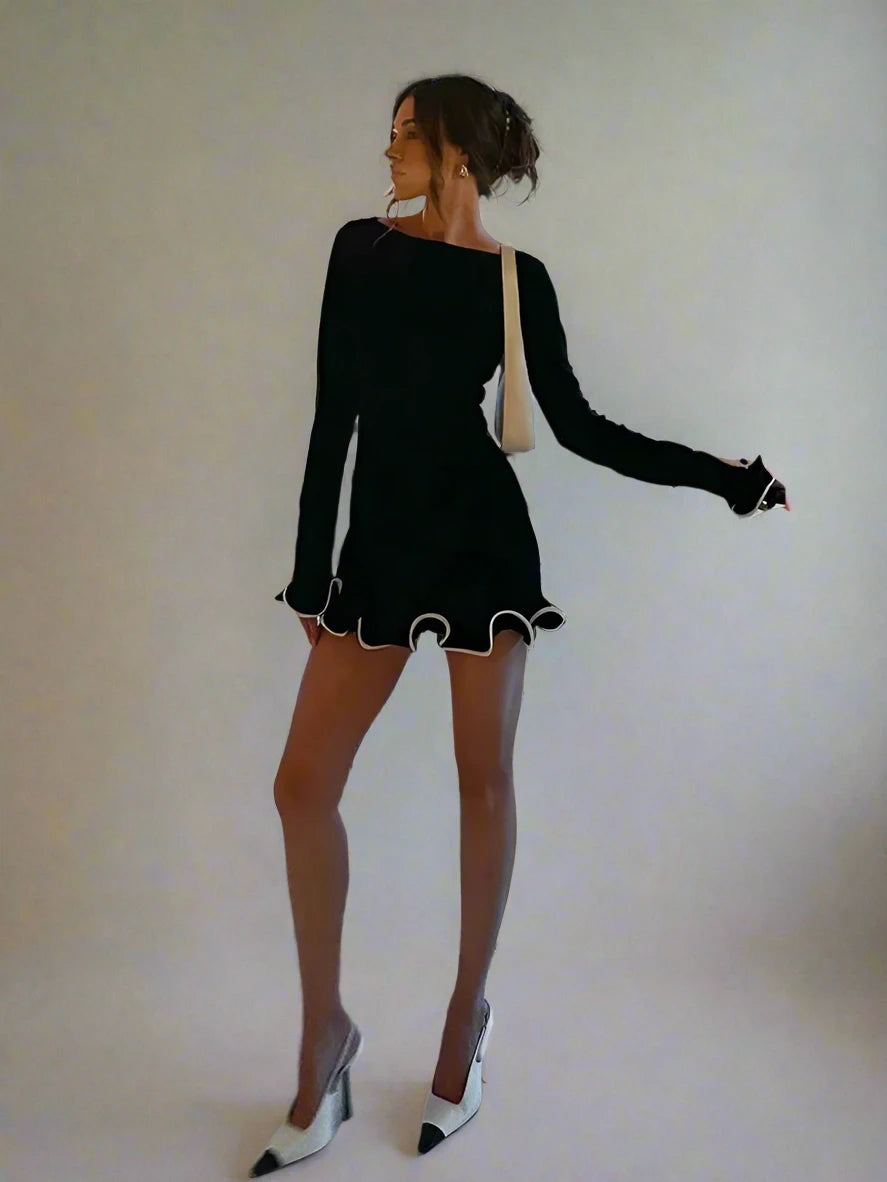 Black Long sleeve mini Dress