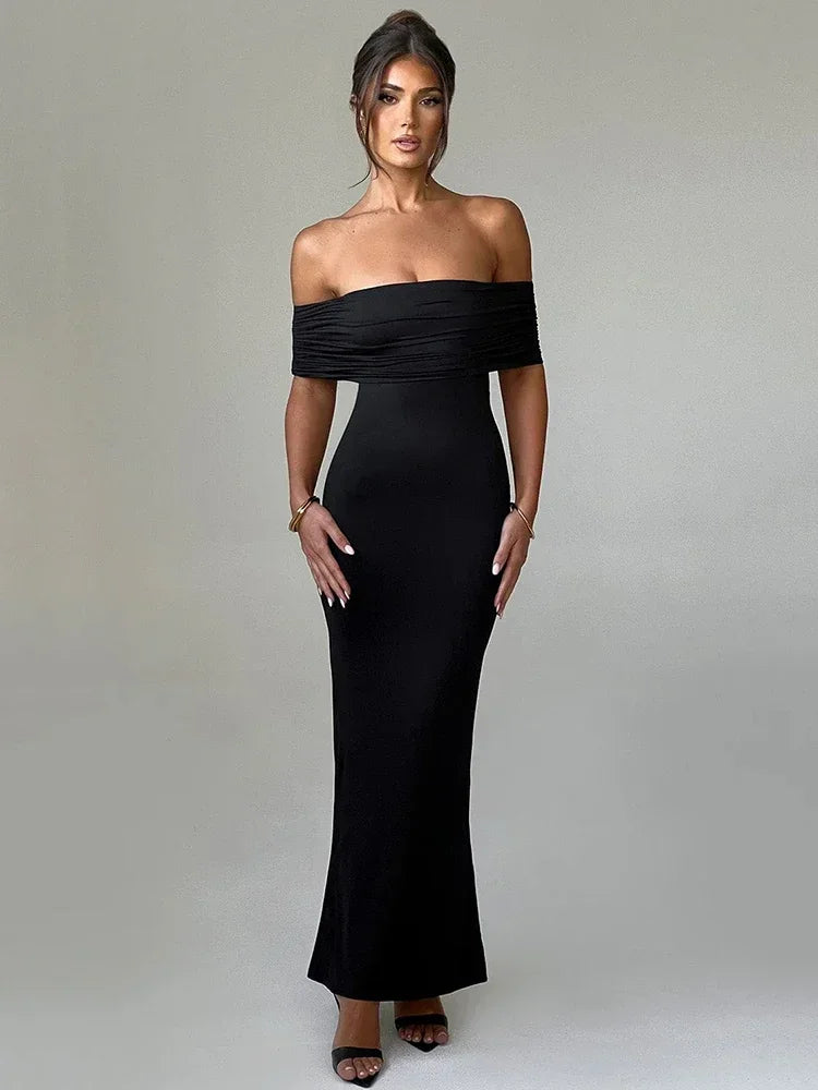 Black Off The Shoulder Maxi Dress