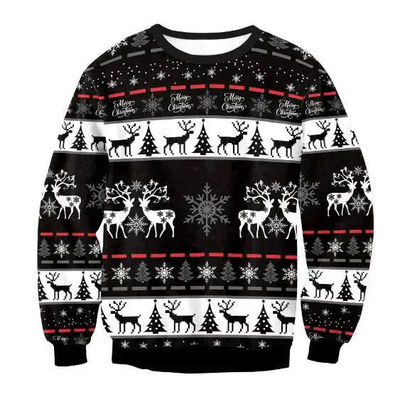 Ugly Christmas Sweater Black Reindeer