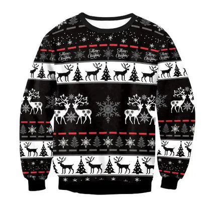 Ugly Christmas Sweater Black Reindeer