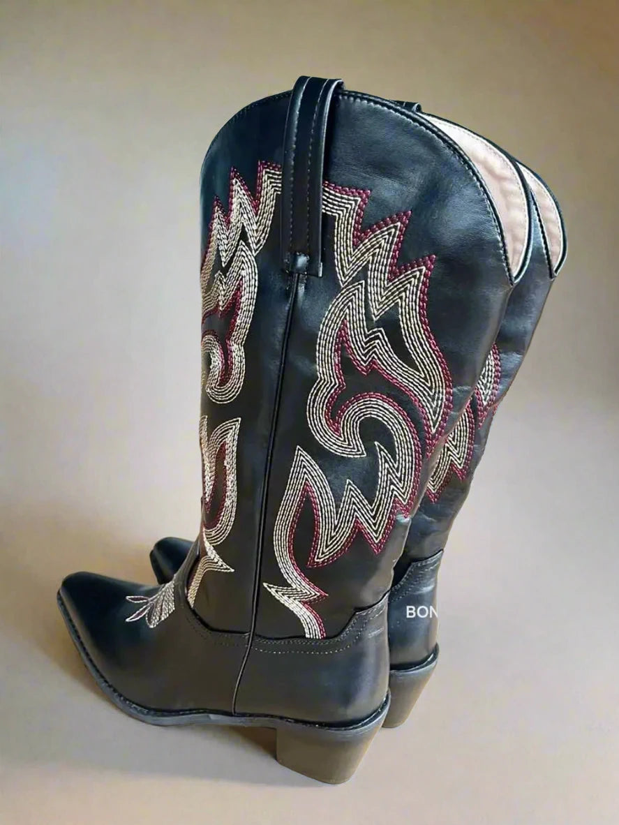 Black Western Mid Calf Boot