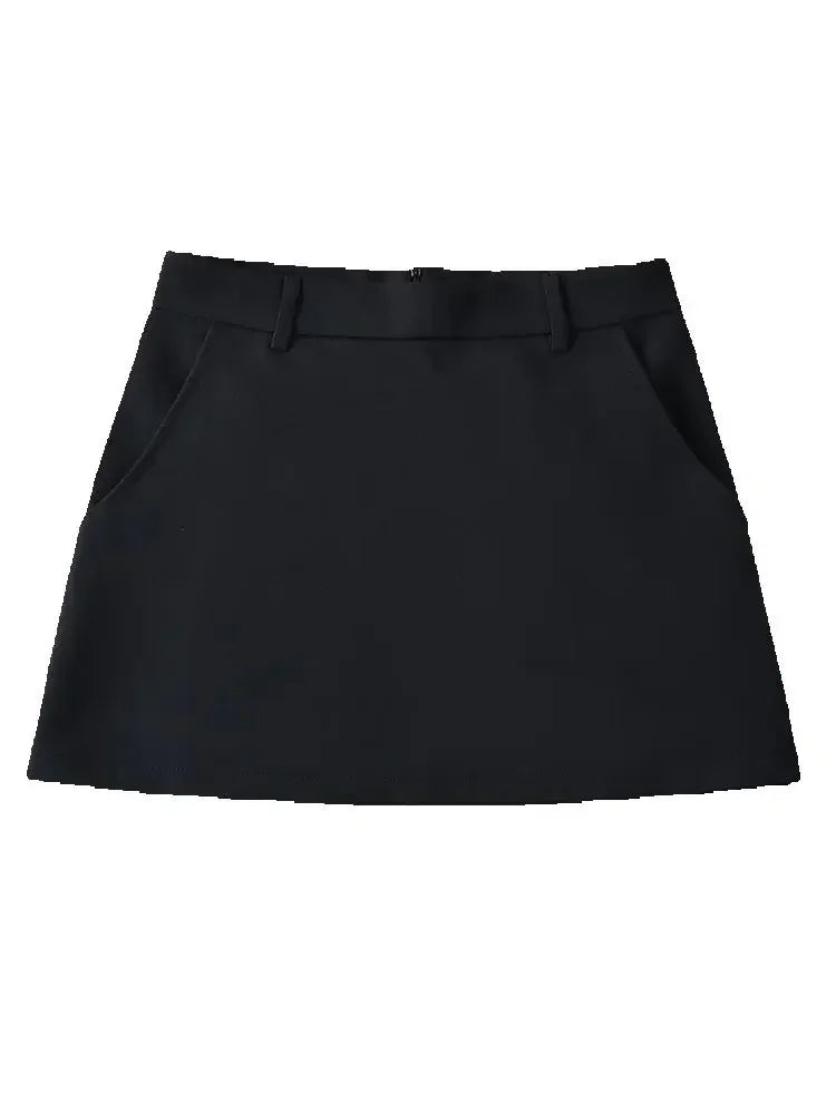 Black high waisted mini skirt