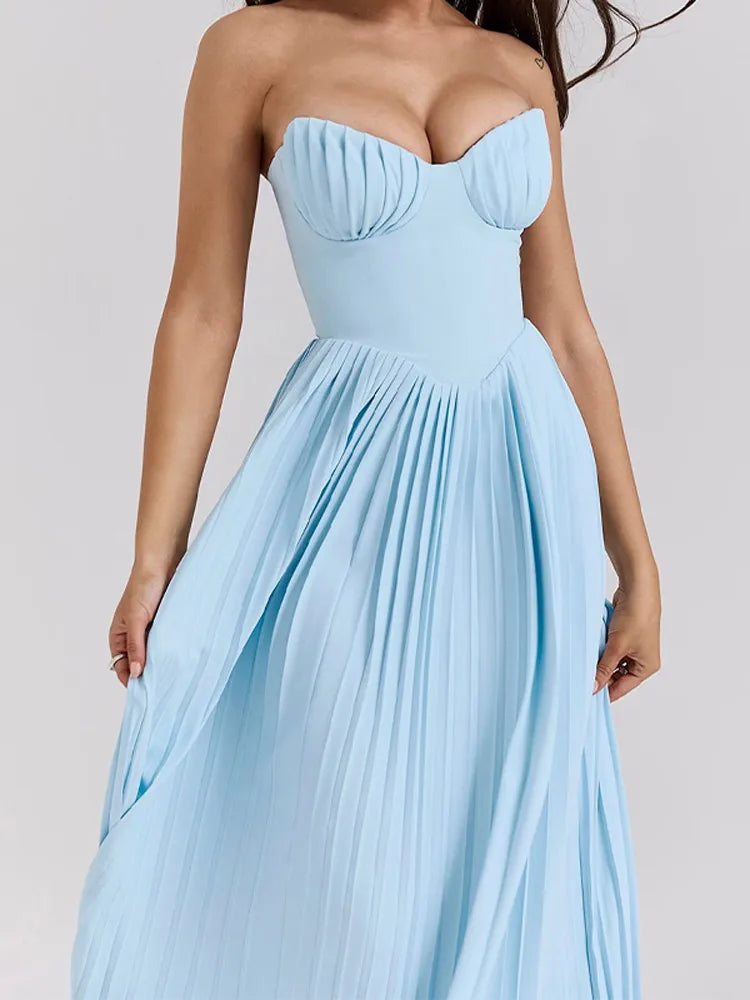 Blue Pleated Dress