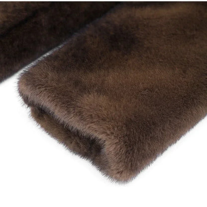 Long Sleeve Brown Faux Fur Coat