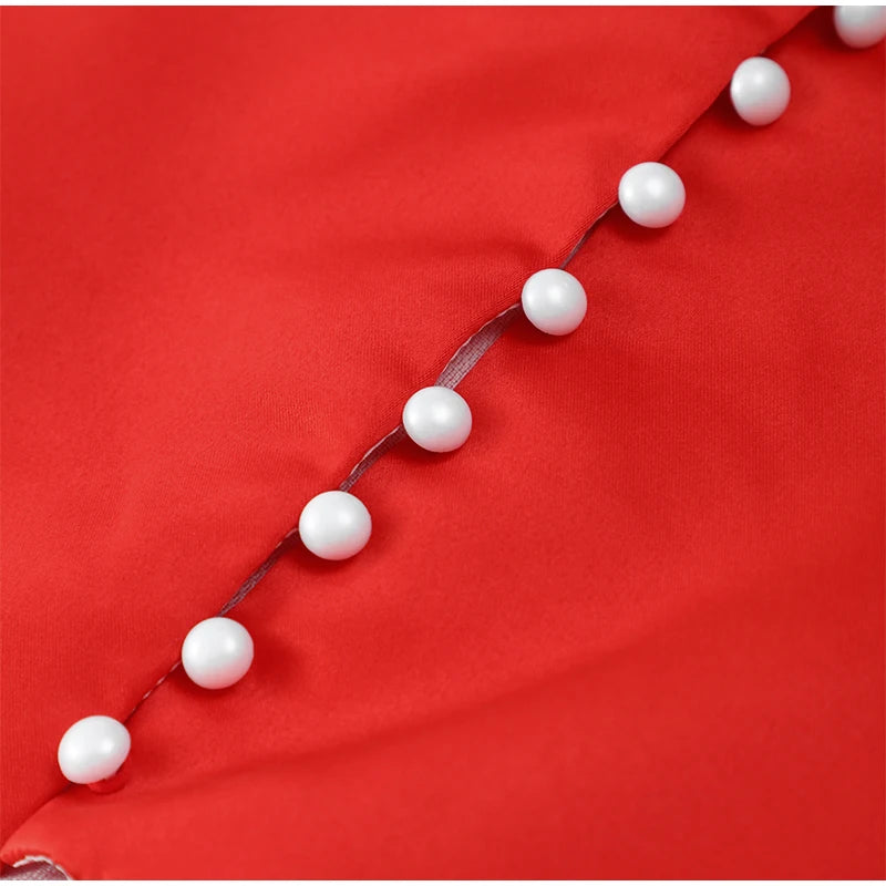 Red Minidress Button Detail