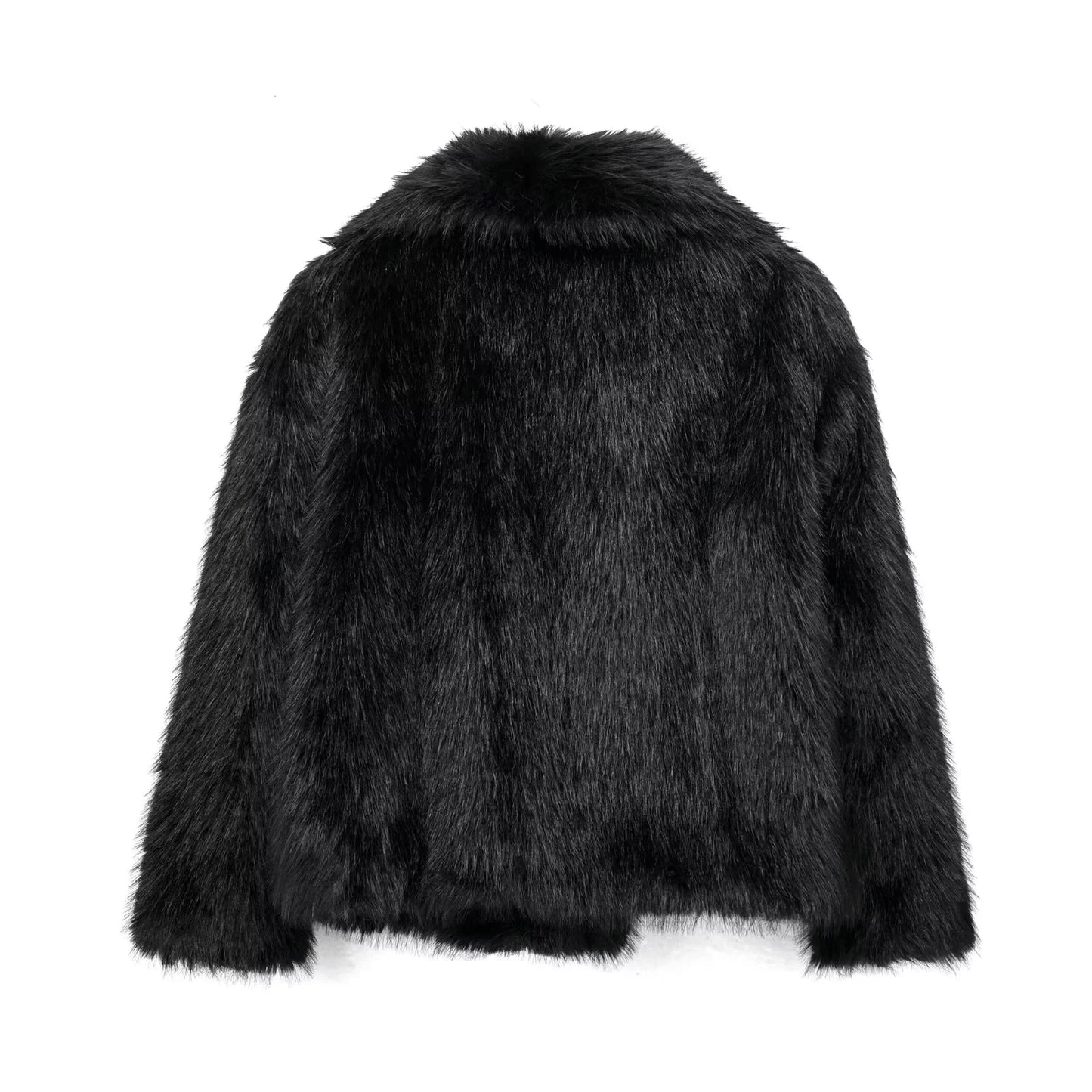 Back Faux fur Black Coat