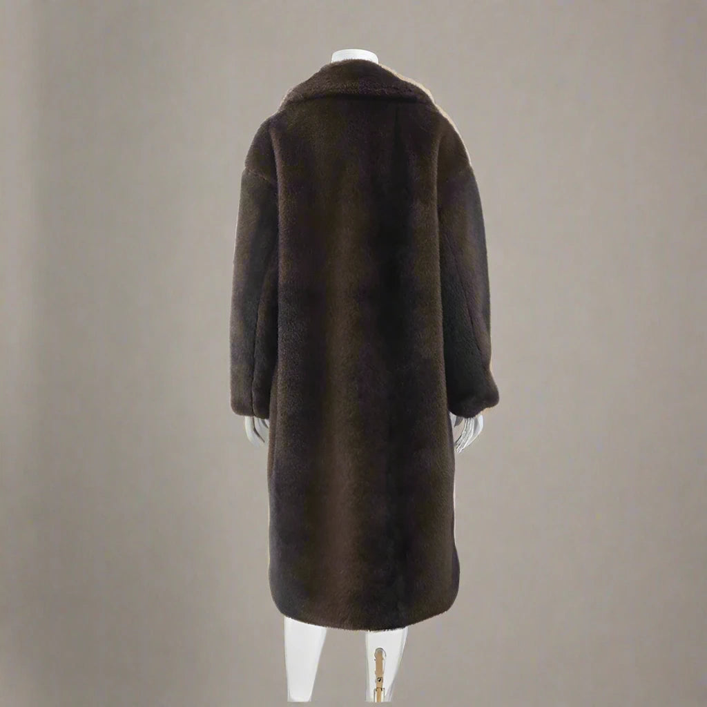 Back of Faux fur Brown Coat