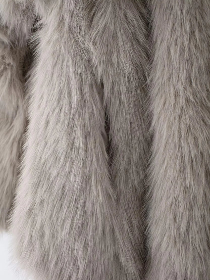 Detail Faux Fur Coat