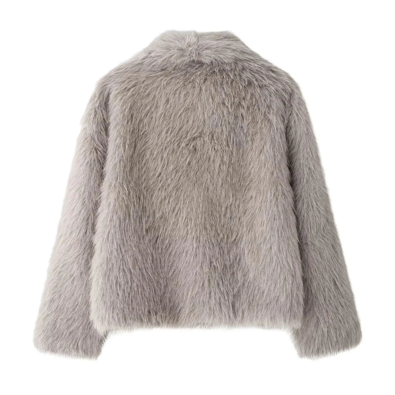 Back Faux Fur Greige Coat