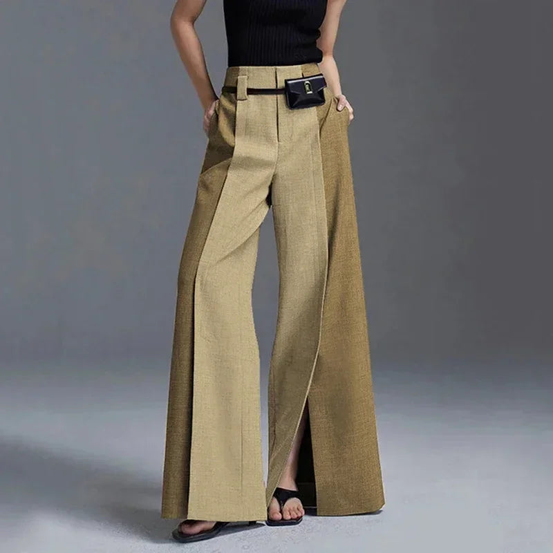 Wide Leg Slit Front Pants