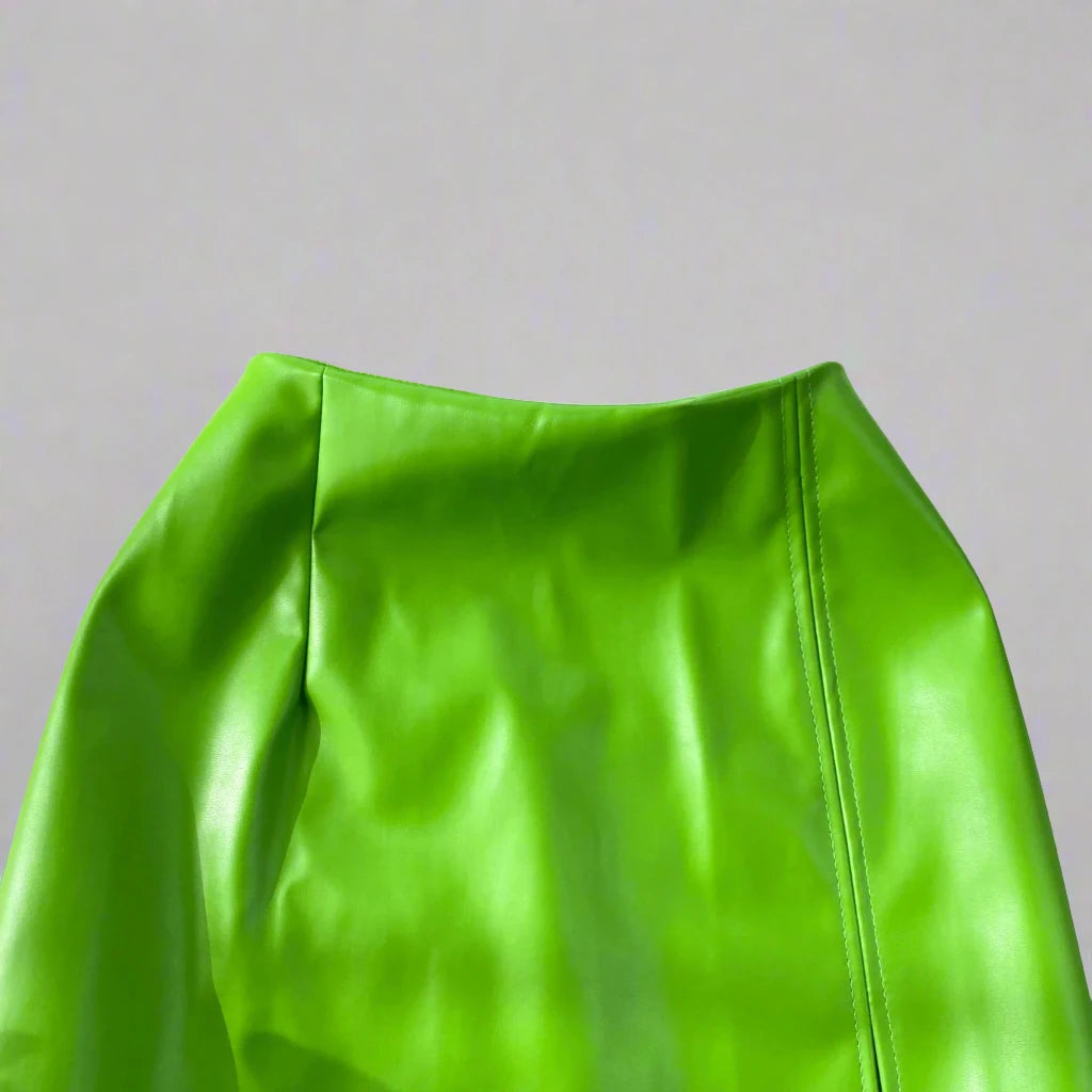 Green Faux Leather Outfit Set