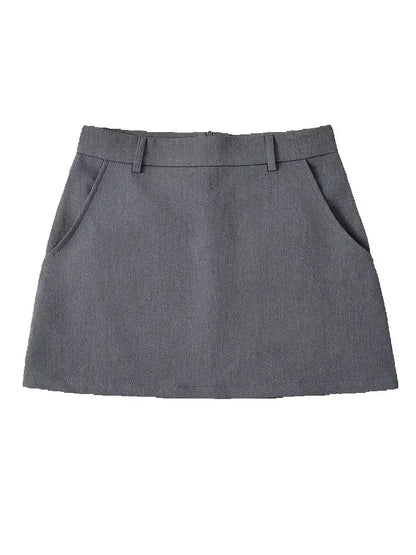 Grey High-rise Mini Skirt