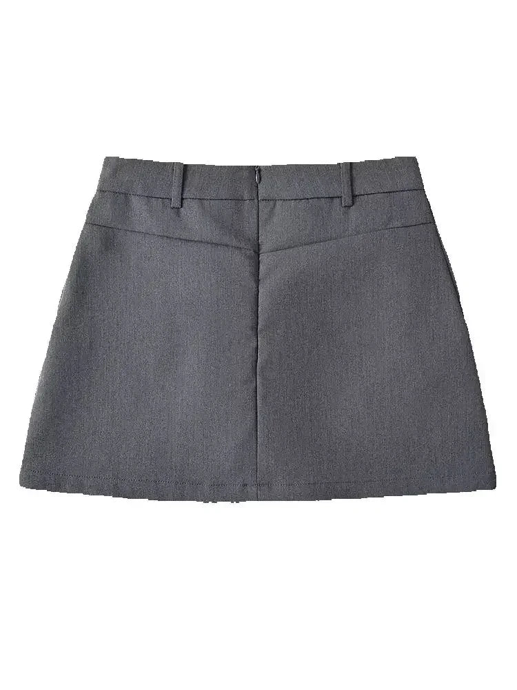 Grey High-rise Mini Skirt Back