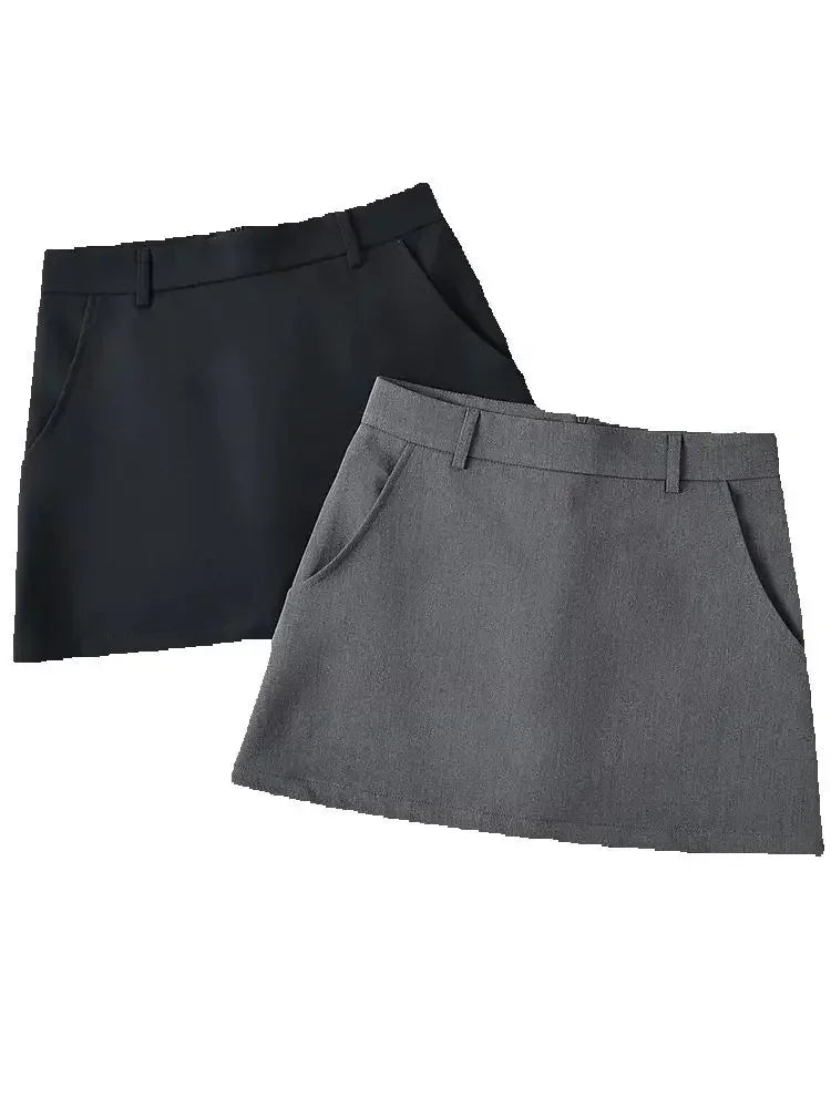 Grey and black High-rise Mini Skirts