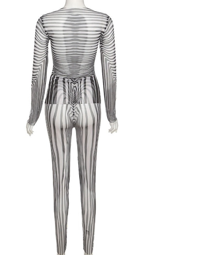 Dreamofthe90s Striped See Through Outfit set Two Pieces