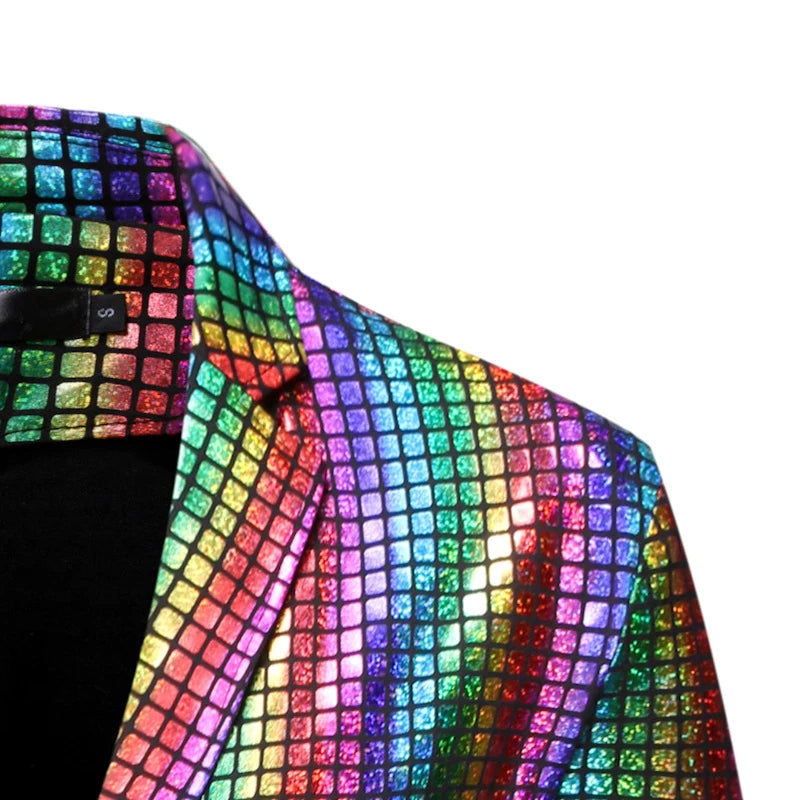 Dreamofthe90s Mens Sequins Suit Set in Rainbow