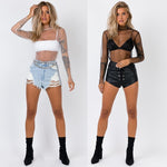 Load image into Gallery viewer, Dreamofthe90s See-through Sequins Long Sleeve Shirt
