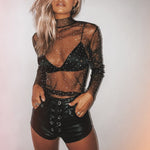Load image into Gallery viewer, Dreamofthe90s See-through Sequins Long Sleeve Shirt
