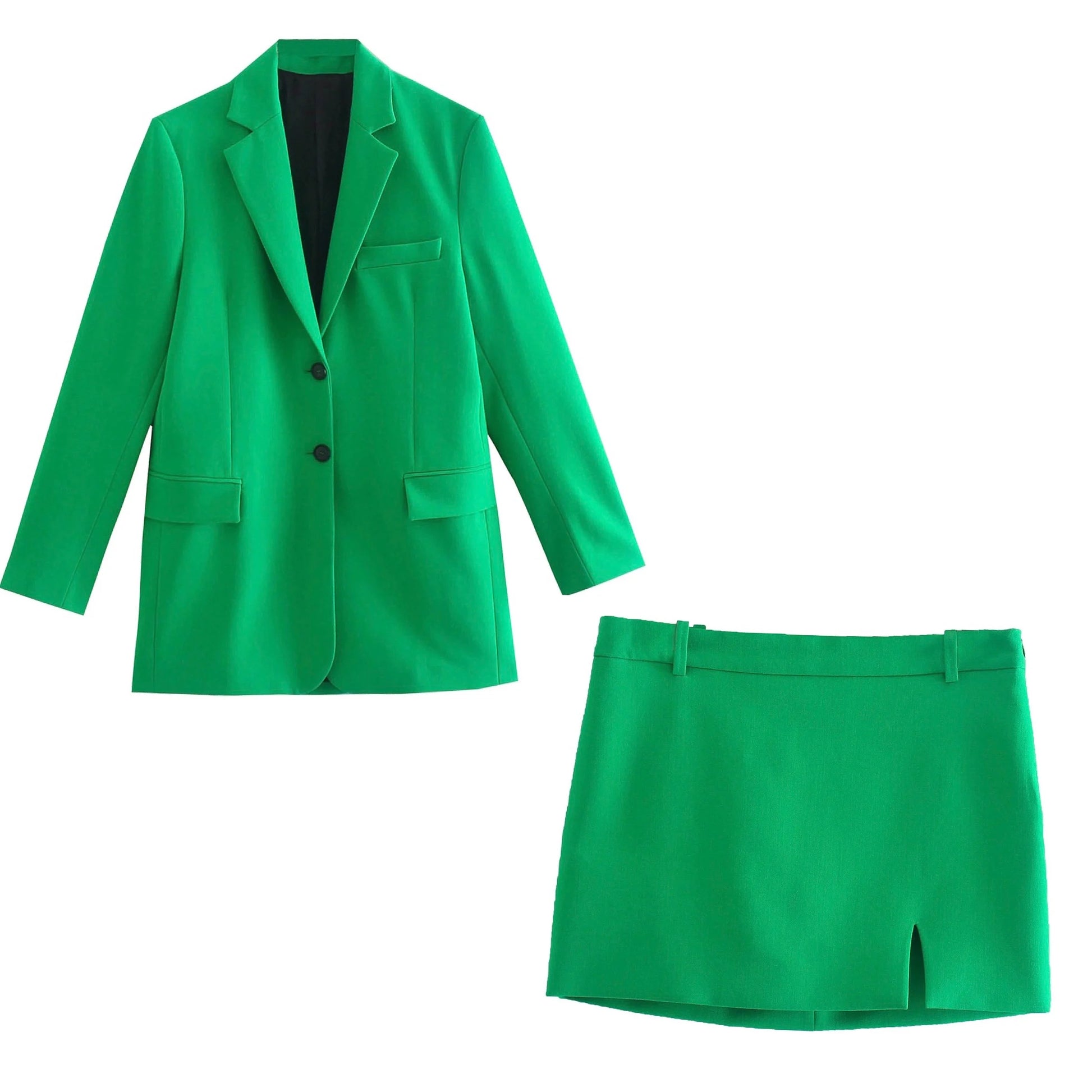 Green Dreamofthe90s Oversized Blazer and Skirt Suit Set image 6