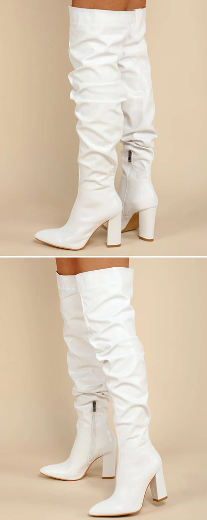 Knee High White Boots