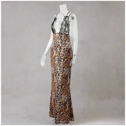 Leopard V Neck Maxi Dress