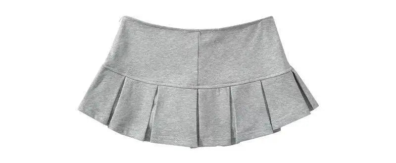 Light Grey Pleated Miniskirt Back