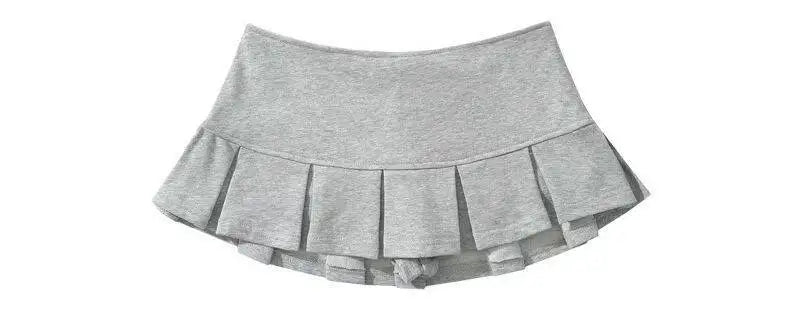 Light Grey Pleated Miniskirt Front