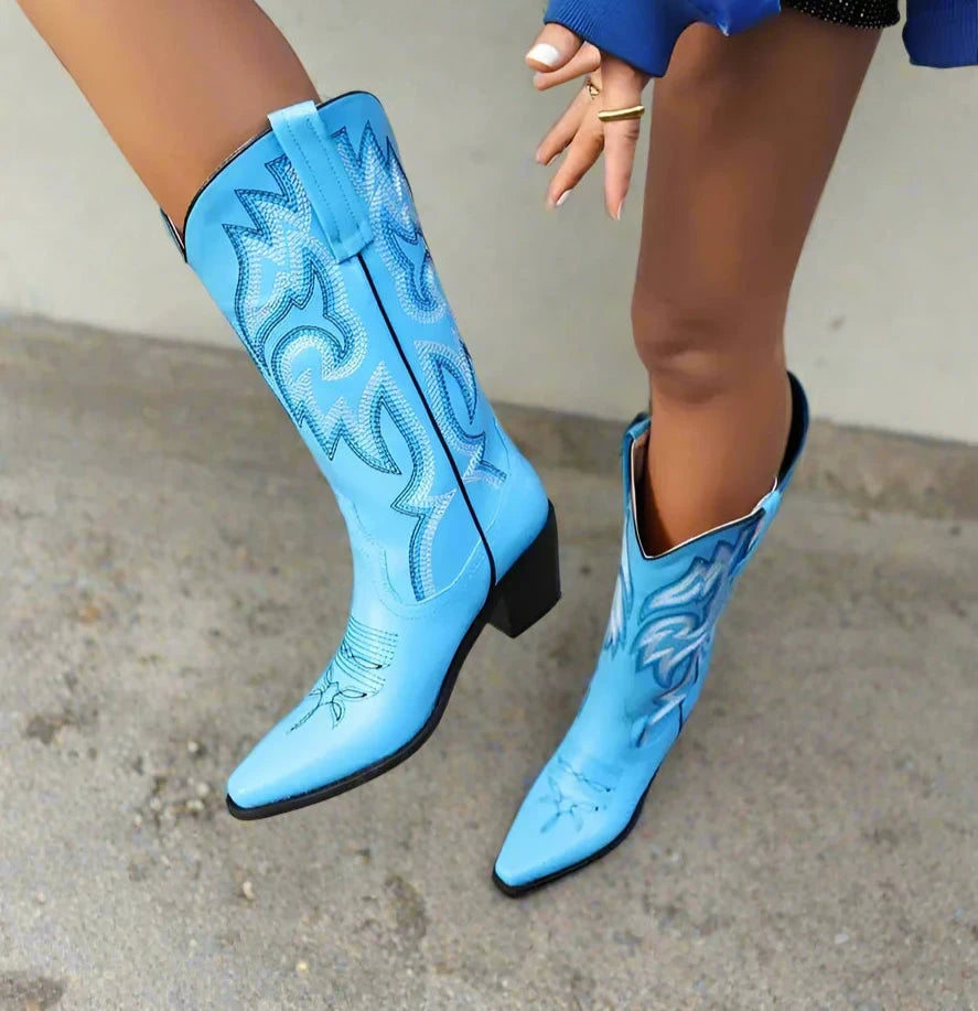 Mid Calf Boots in Blue