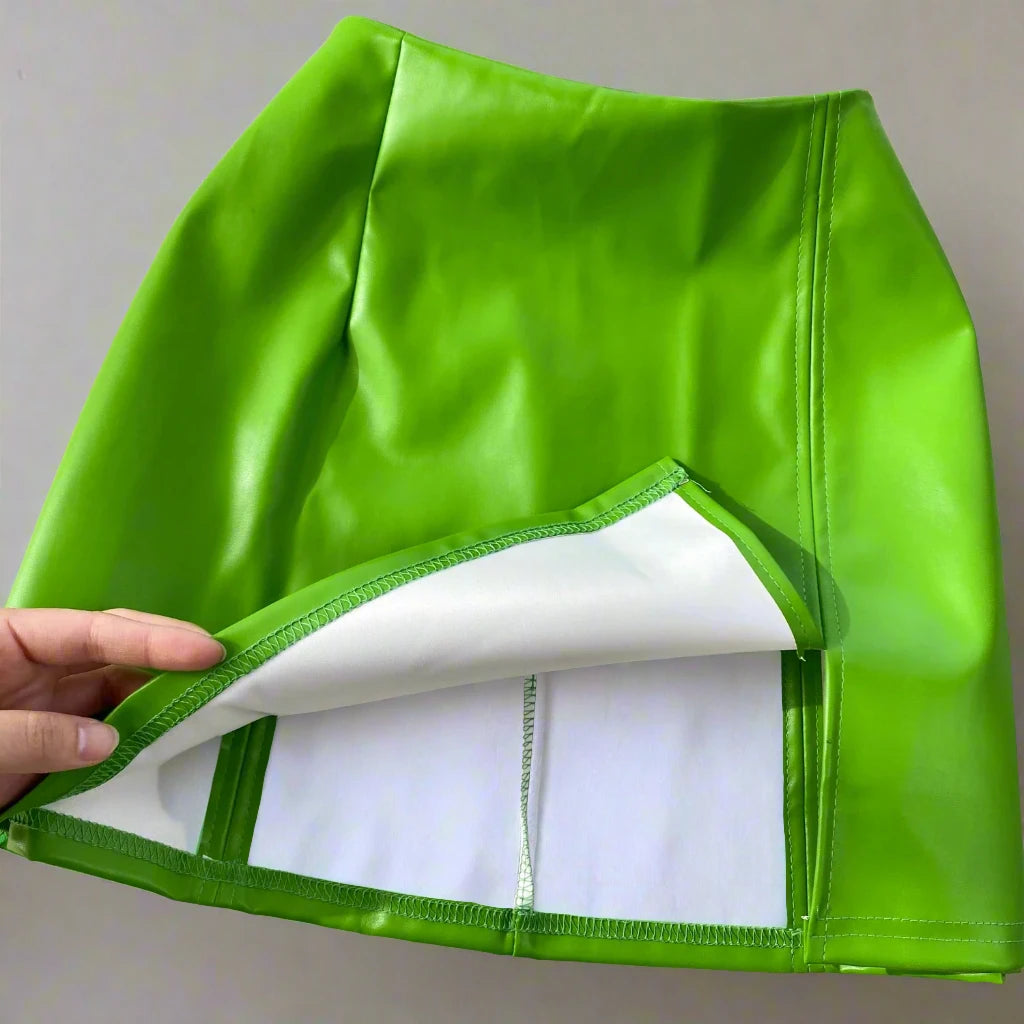 Mini Green Faux Leather Skirt