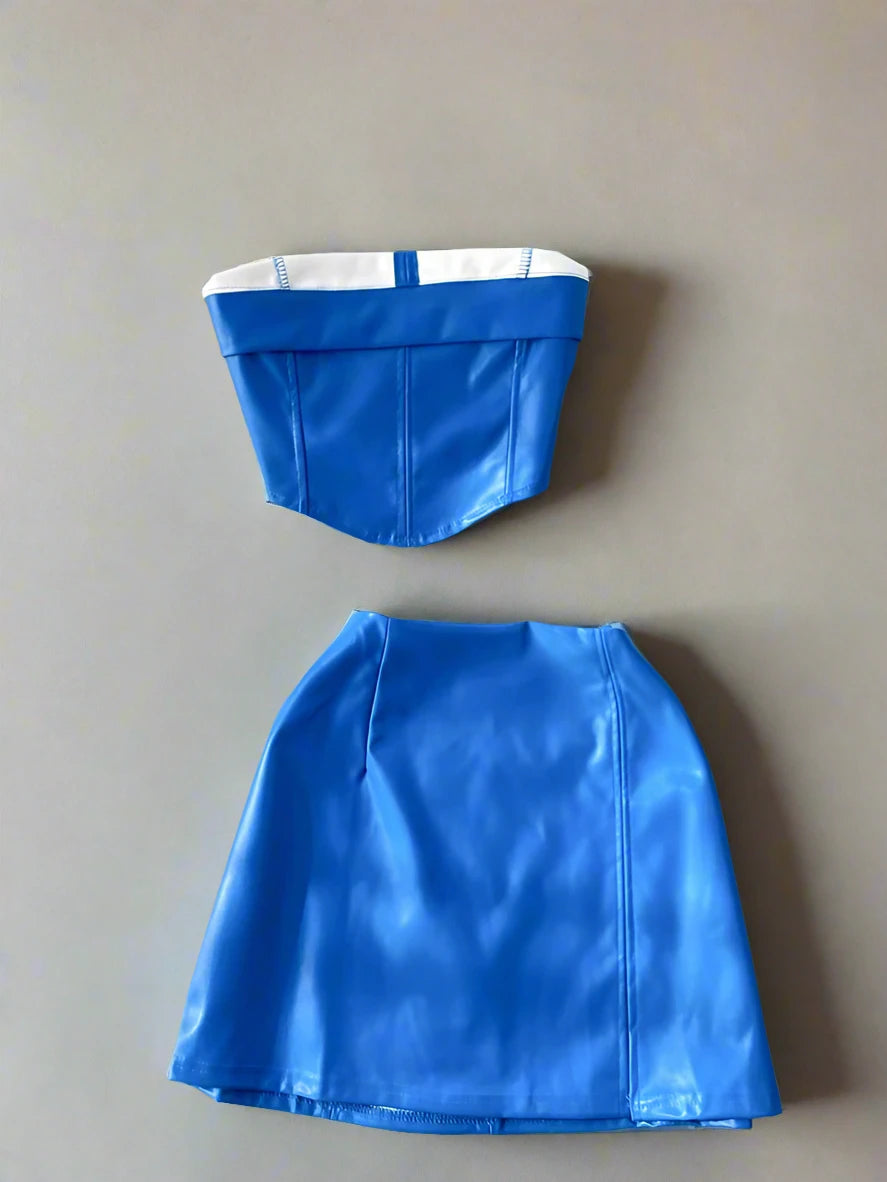 Mini Skirt Outfit Set in Blue