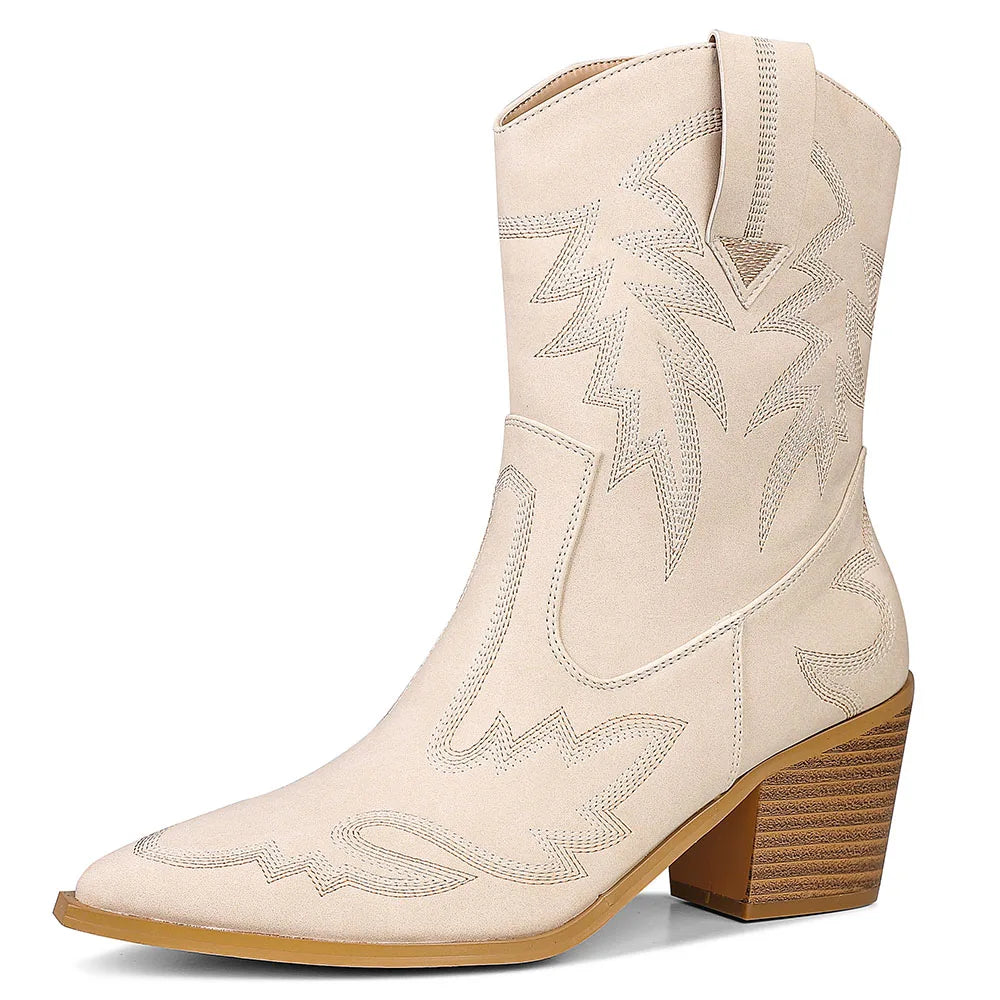 Nude Western Boots Ankle Length