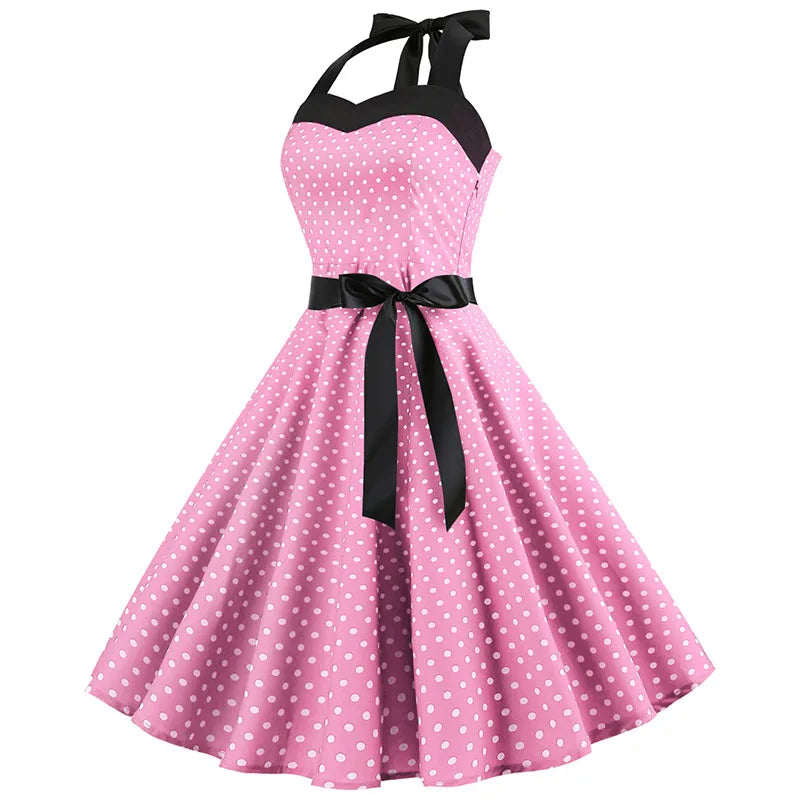 Pinup Halter Polka Dot Dress 