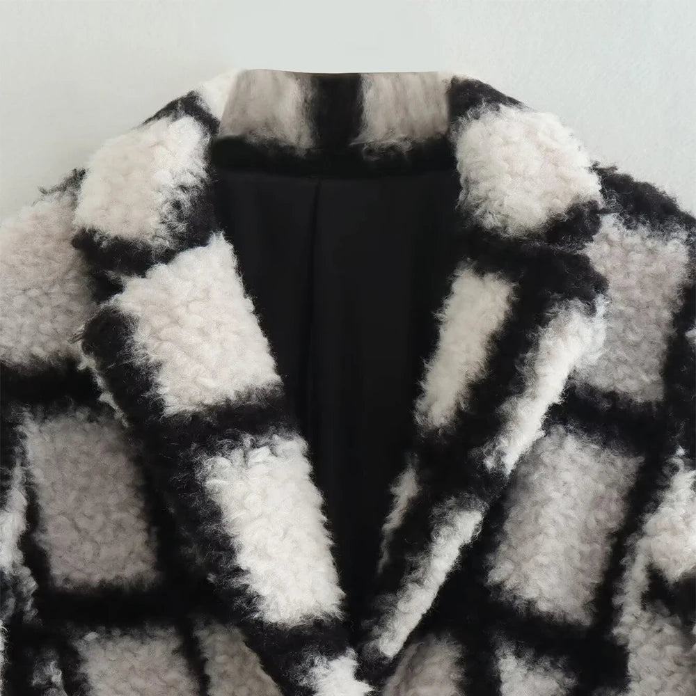 Plaid Winter Coat Collar